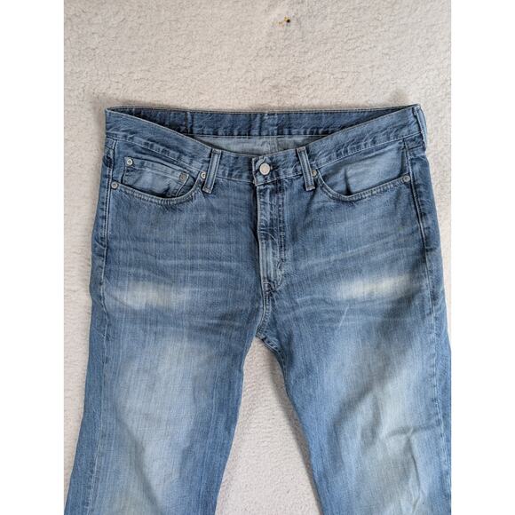Levis 514 Jeans Mens 36x32 Blue Faded Whiskered Denim Straight Leg Cotton READ - Picture 10 of 16